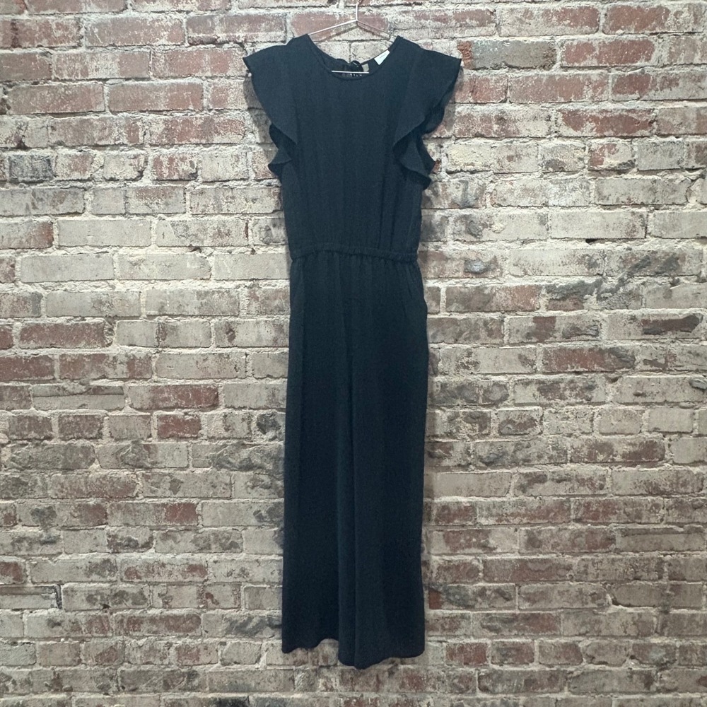Wilfred Fleurette Ruffle Wide Leg Jumpsuit Black Japanese Crepe Size‎ Small - Picture 7 of 11